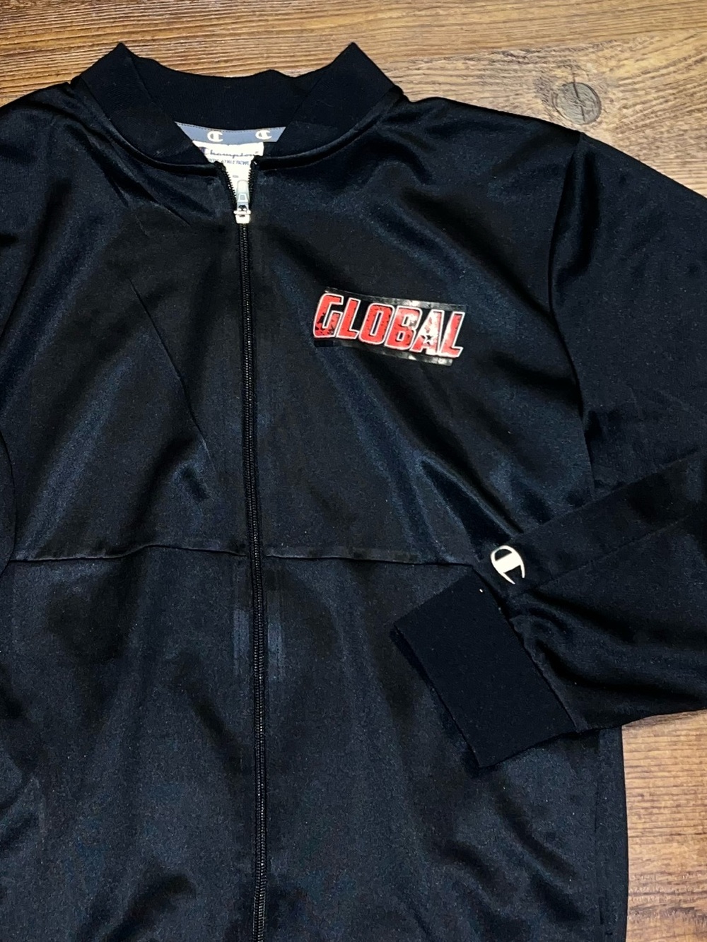 Champion Varsity Track Jacket Cheer Championship Rhinestone Black Bomber  Size M - Picture 8 of 13